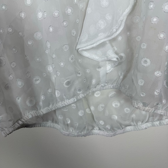 BCX White Sheer Ruffled Blouse Size Small - Picture 7 of 12